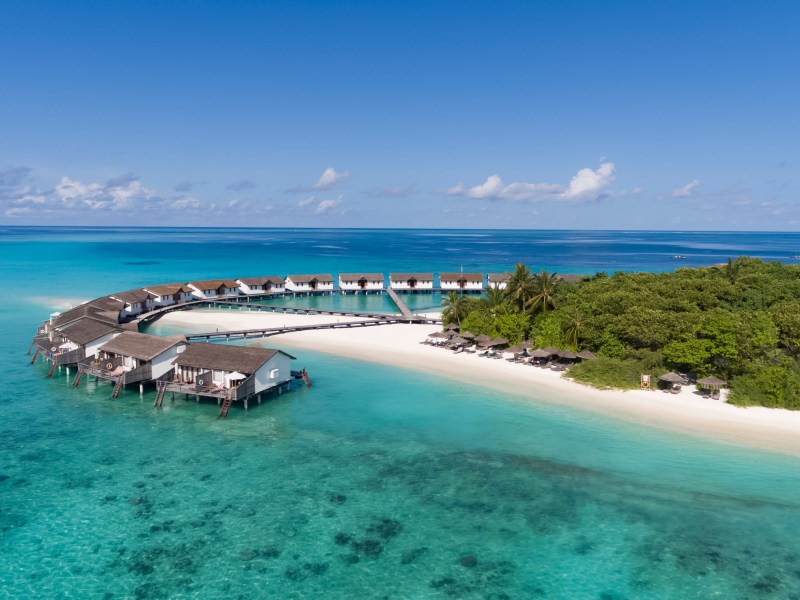 Villas over turquoise sea water