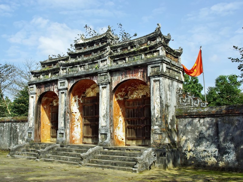 Ancient temple with three entries