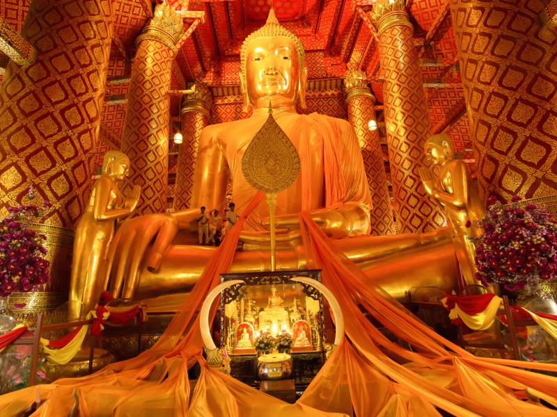 Large golden statue alter